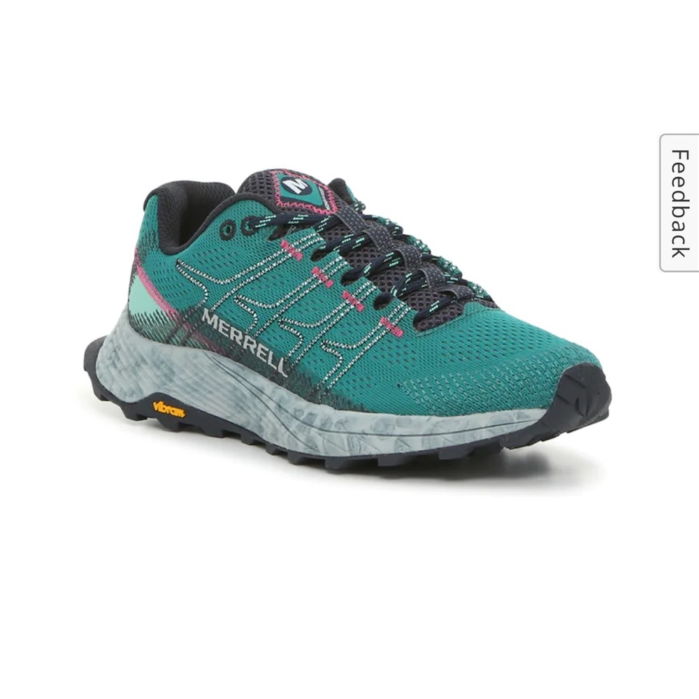 Merrell Women's MOAB FLIGHT Marine Green Trail Running Sneakers Sz 8 Vibram EUC